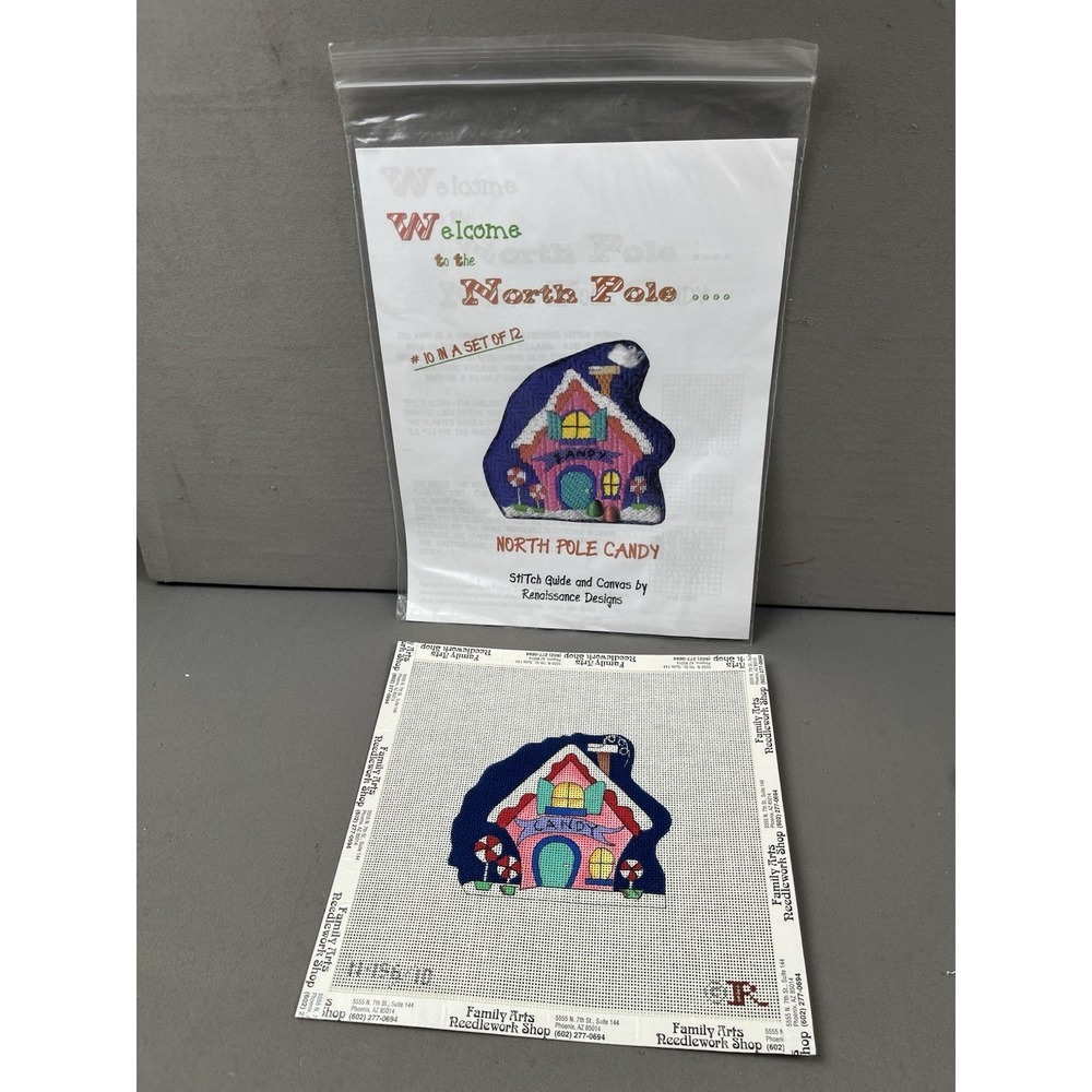 Renaissance Designs Hand Painted Needlepoint North Pole Village - Candy Cottage - Picture 7 of 7